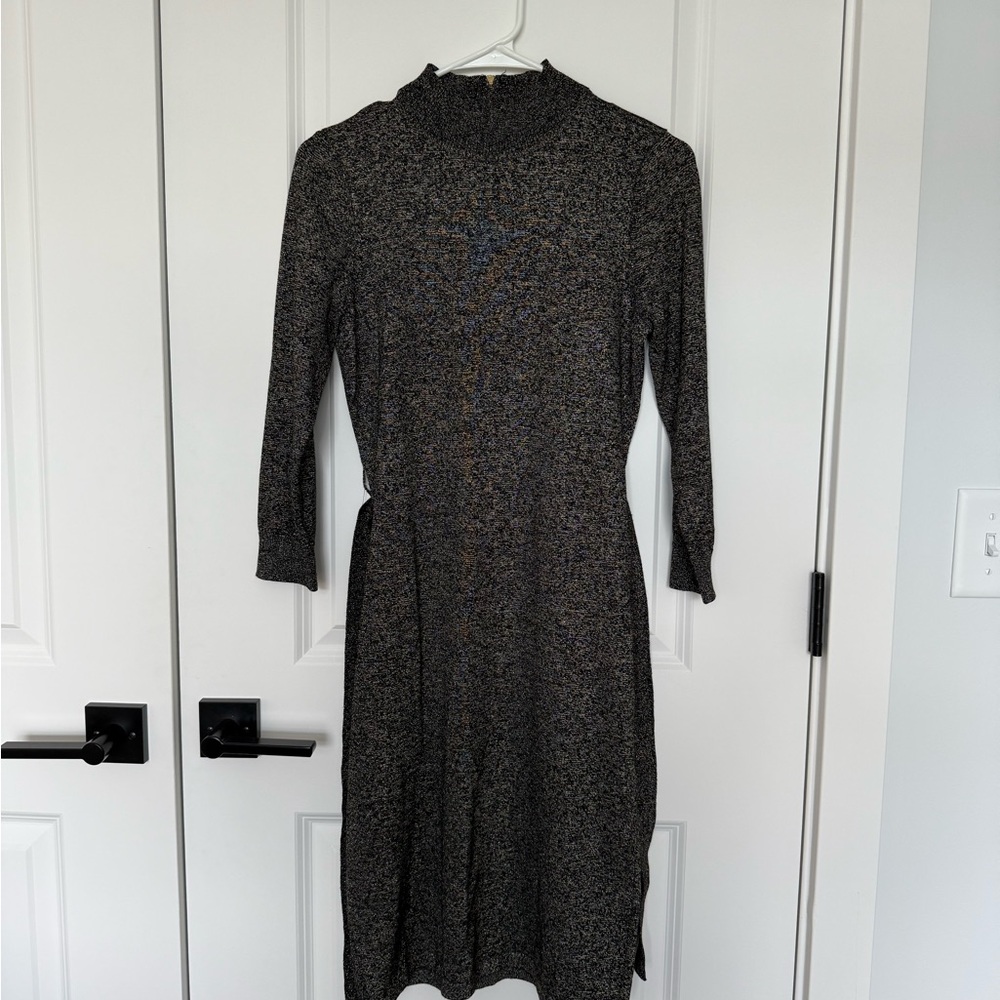 Calvin Klein Gold and Black “Sparkly” Long Sleeve Sweater Dress